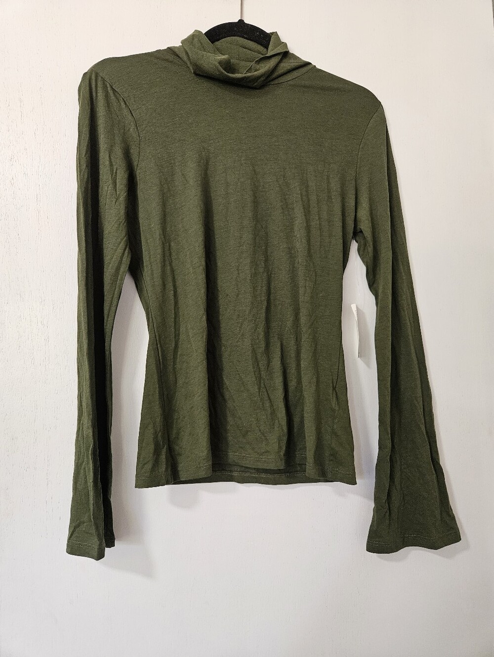 Maeve by Anthropologie Green Pima Cotton Turtleneck Long Sleeve Top Size Small S